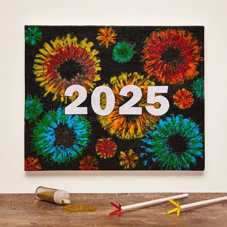 New Year’s Eve Cardboard Tube & Straw Printing Fireworks craft activity