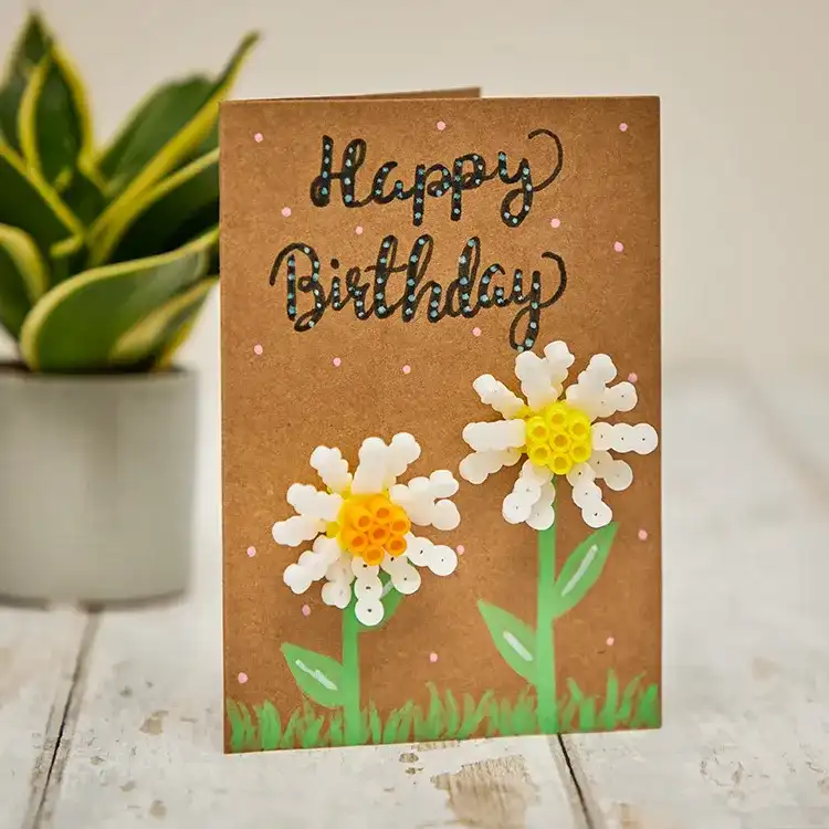 Fuse Bead Daisy Card craft activity