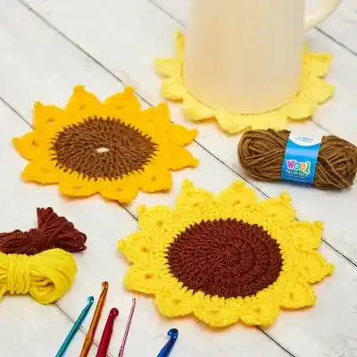 Sunflower Crochet Coasters craft activity