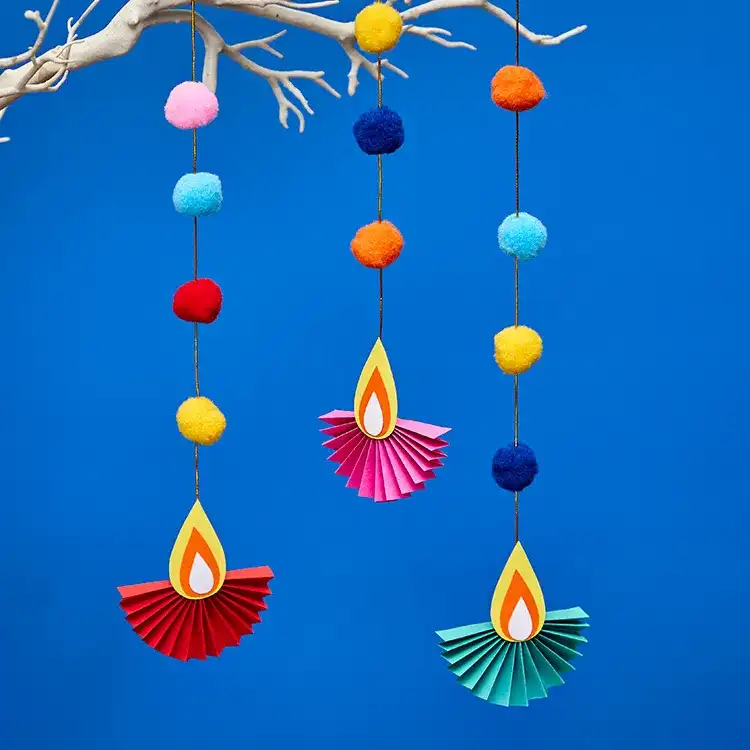 Diwali Pom Pom Garland craft activity