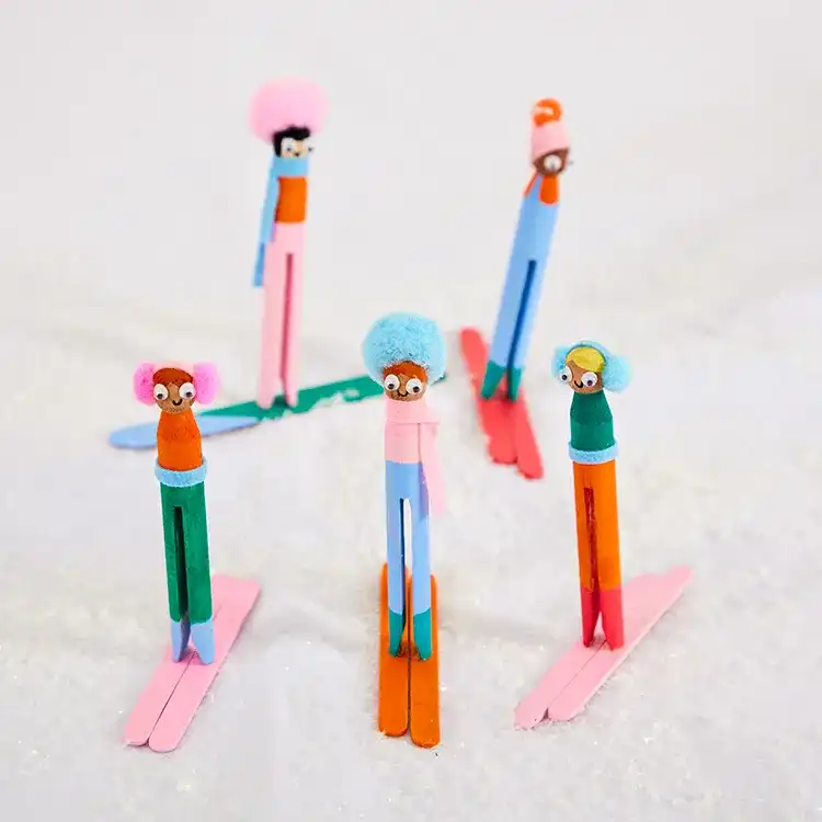 Winter Skiing Peg Dolls craft activity