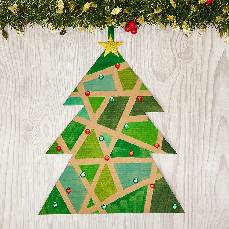 Tape Resist Christmas Trees craft activity