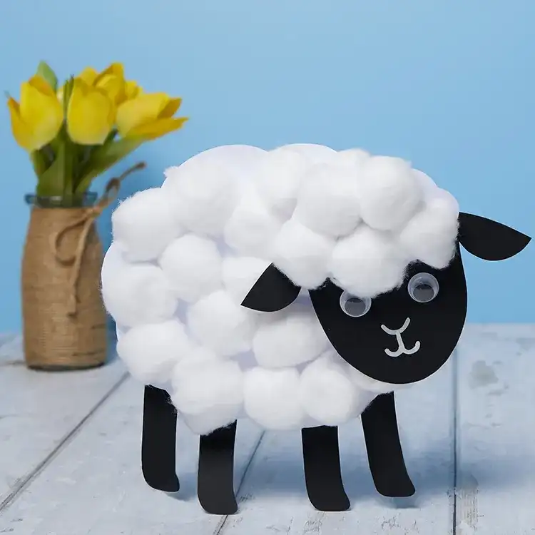 St. David’s Day Cotton Wool Sheep craft activity