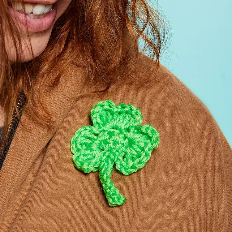 St Patrick’s Day Crochet Shamrock Brooch craft activity