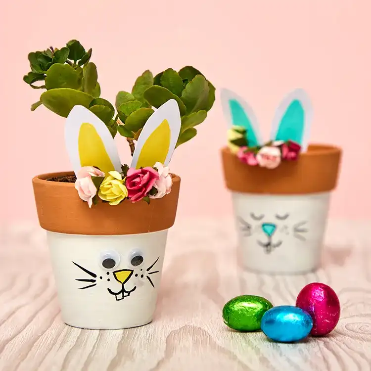Easter Bunny Plant Pots craft activity guide | Baker Ross