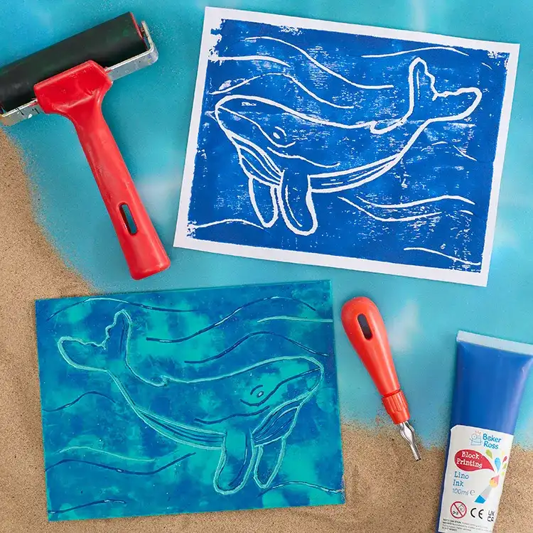 Under The Sea Lino Prints craft activity