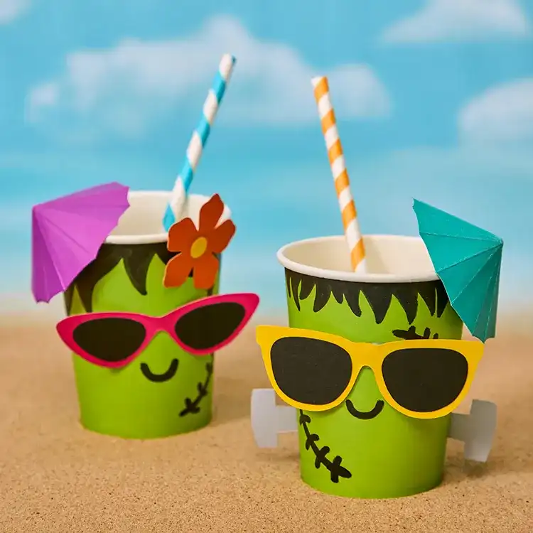 Frankenstein’s Monster Summer Drinks Cups craft activity