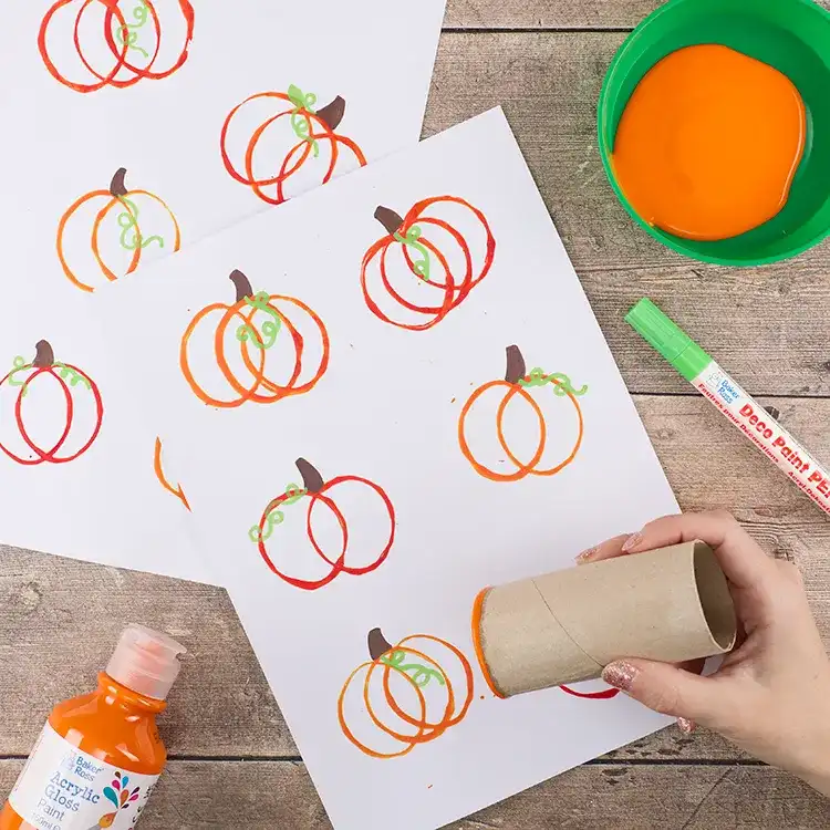 DIY Pumpkin Stamping Art craft activity