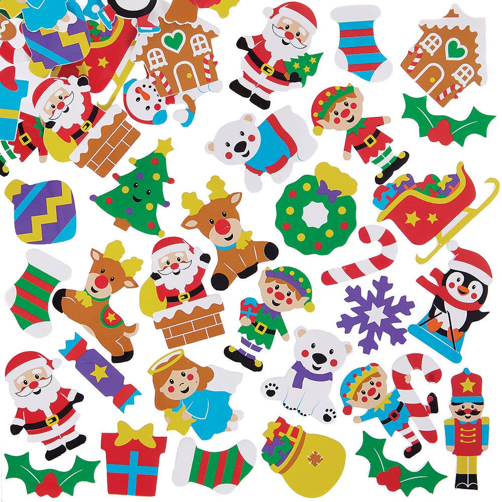 Christmas Foam Stickers (Pack of 120) Christmas Foam Craft Supplies, 40 Designs - Snowman, Santa, Reindeer & More