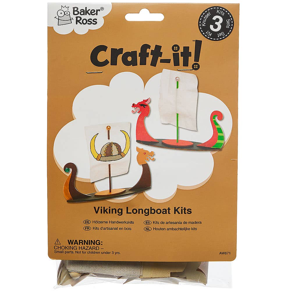 Lot De 3 Kits Bricolage Bateaux Vikings En Bois - Activité Créative Enfants