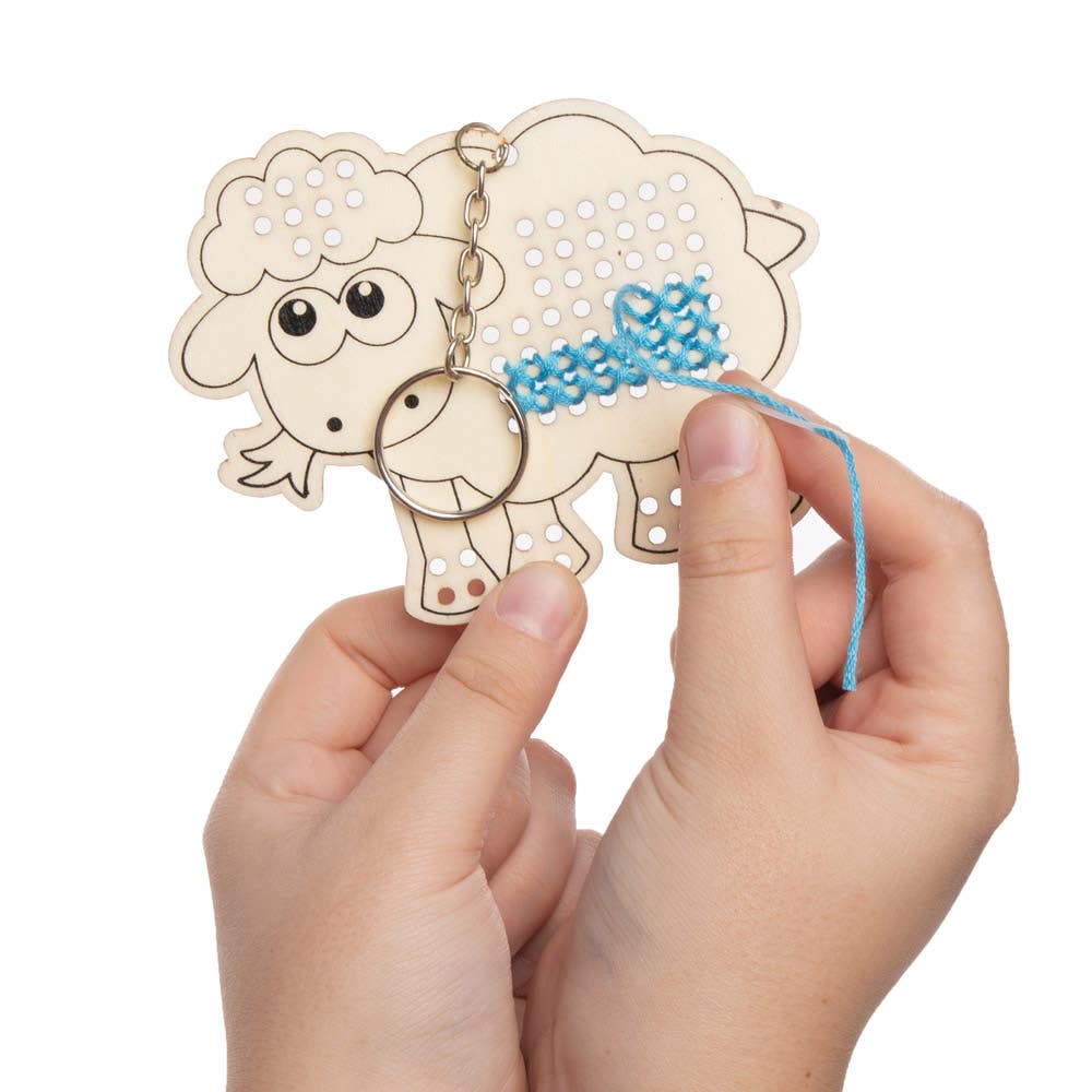 新品未開封 BELL'S YEAR OF THE SHEEP 12 years Fluffy Sheep Wooden Cross Stitch Keyring Kits