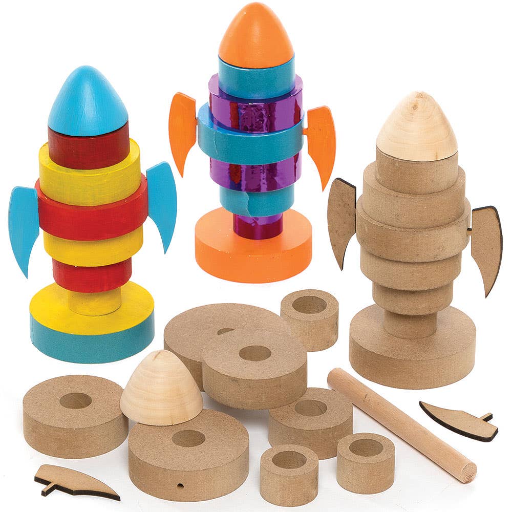 Rocket Wooden Stacking Kits (Pack of 2) Art Craft Kits
