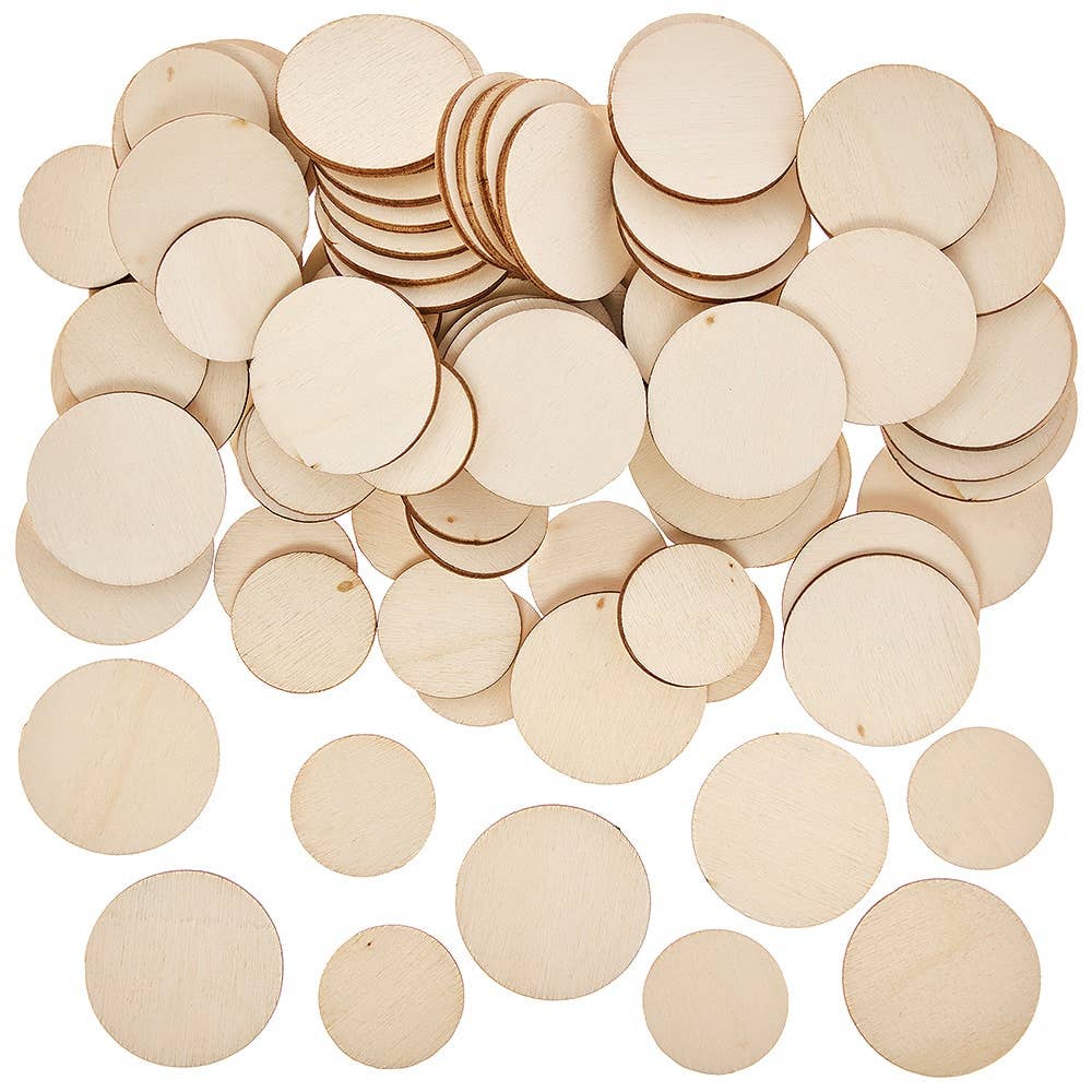 Wooden Disc Coin Blanks (Pack of 150) Role Play, Decorate Your Own, Sizes 20mm & 28mm Diameter