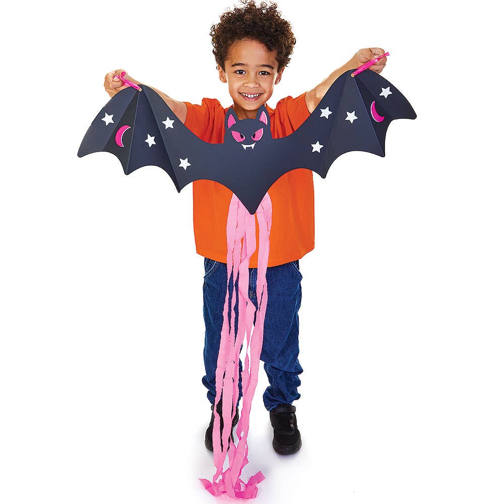 Giant Bat Streamer Hanging Decoration Kits (Pack of 4) 5 assorted streamer colours - Black, Purple, Orange, Green & Pink